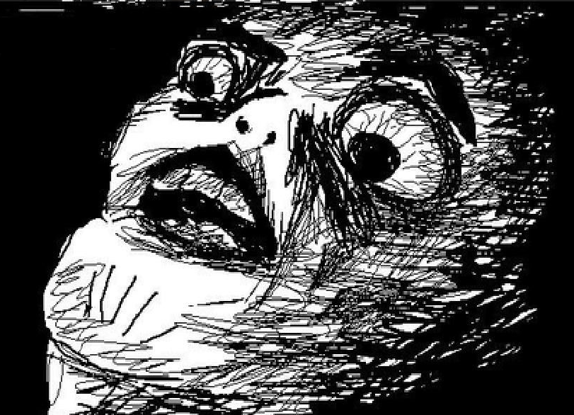 Black-and-white "gasp" rage face